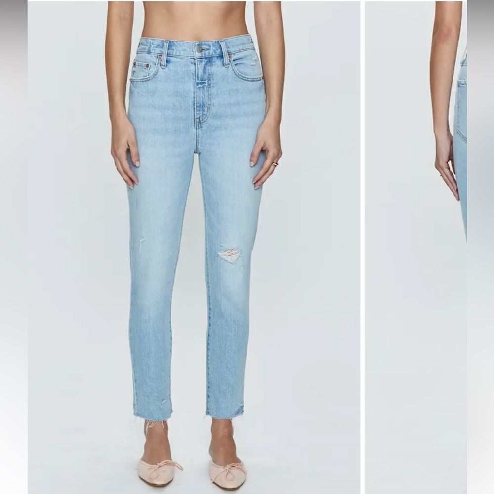 Pistola Kate Distressed Raw Hem Ankle Straight Leg Jeans Size 29